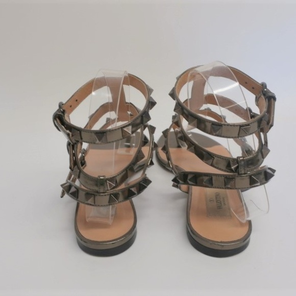 Valentino Rockstud Flat Thong Sandals Pewter - Picture 5 of 6